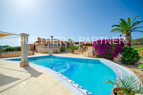 Pool und Blick auf das Haus